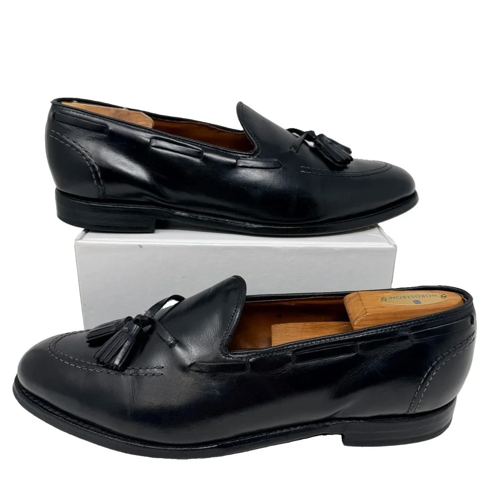 Allen Edmonds Acheson Tassel Loafers Black Leather Dress Shoes Men's 11 D USA